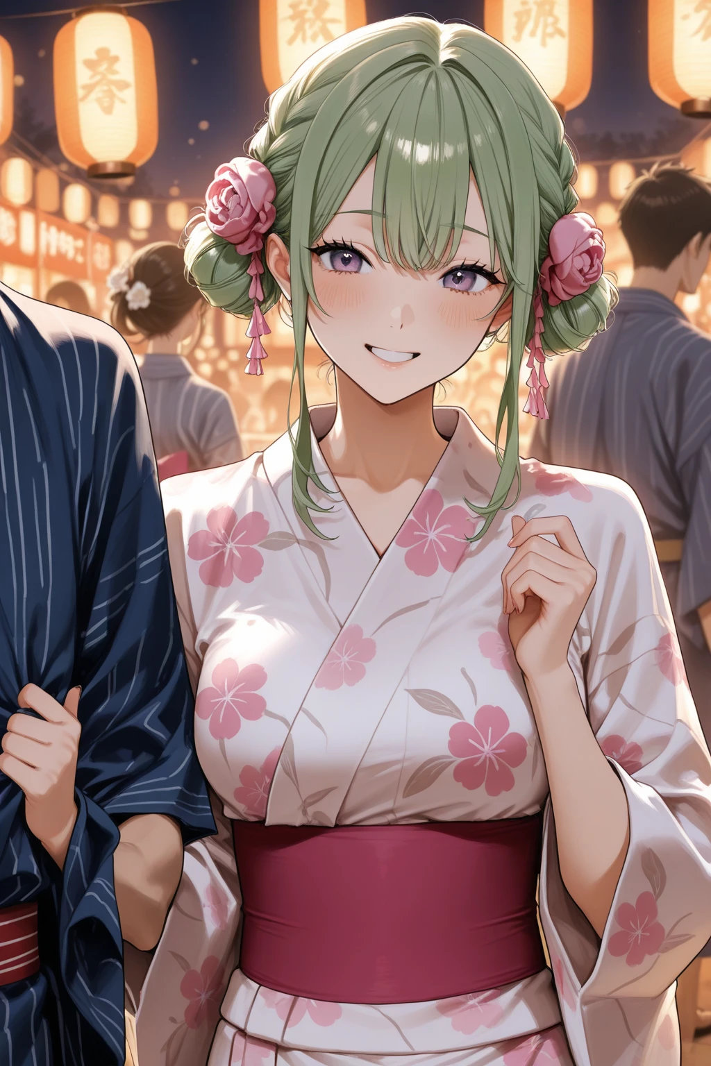 anime characters in a store with a woman in a purple dress, hanayamata, shirabii, ehime, yami kawaii, from sengoku period, “ anime, ”beautiful anime woman, “anime girl, moe, inspired by Nishikawa Sukenobu, from one piece, “ full body, flirty anime witch casting magic