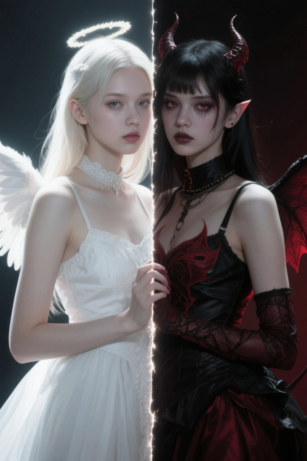 A vampire girl and another an angel