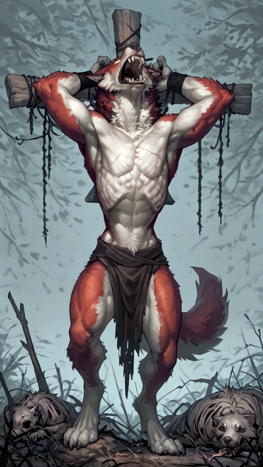(by darkgem:1.4), masterpiece, best details, realistic, illustration, nude, solo, (anthro), genitals, with bushy pubic hair and armpit hair, snarling, growling, attitude, clear details, powerful, pleasure, self-pleasure, perfect hands, covered in fur, fangs, tongue, paws, claws, tail, detailed nipples, ((anthro male wolf:1.4), sexy guy man, masculine, belly, slim, hairy balls, cock, knot, penis, erect, brown fur, yellow belly fur, orange markings, braids, long hair, fluffy, big ears), (musky, body odour:1.4), (licking armpit, armpit worship:1.2)