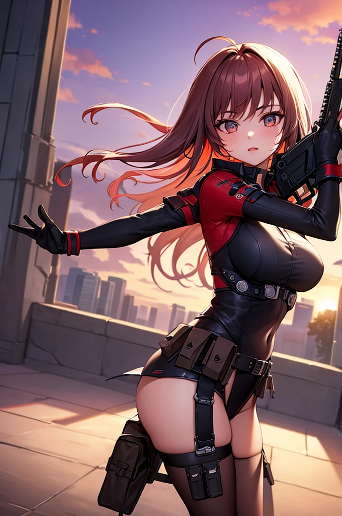 Red Ponytail　Dual pistols　Black Lagoon Characters　Levi Berecca　　Waist　Beauty　Stance