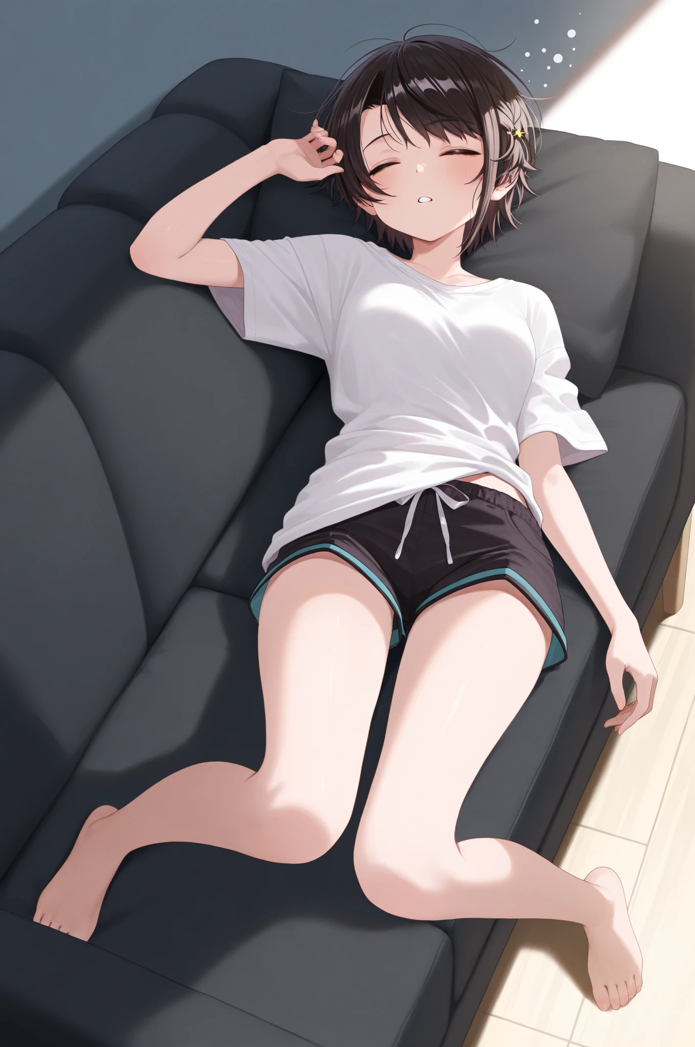 tomboy, young teen, barefoot
