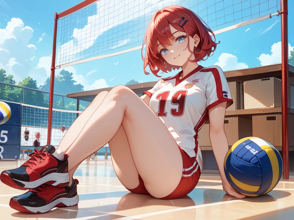unity 8k wallpaper, anatomically correct, (((masterpiece))), (((best quality))), (((ultra detailed))), (((high-resolution))), ((Ultimate cutie)), perfect hands, perfect finger, (((good anatomy))), detailed beautiful face, shiny hair, (((gyaru))), (potbelly), (curvy), medium breasts, ((Thick thighs)), (((solo))), ((seductive smile)), (((blush))),
BREAK, (((sit astride the perfectly spherical shape 6-inch volleyball))), (((Straddling a perfectly spherical 6" volleyball))), (((Perfectly spherical 6" volleyball fits perfectly crotch))), BREAK, (((Rub the Perfectly spherical 6" volleyball against crotch))), (masturbation),
BREAK, (Collared volleyball uniforms), sleeveless, ((buruma)), ((kneepad)), pussy juice stained, (elbow pad), (((sweat))), (((covered in sweat))), ((deep breathing)), in Volleyball Court, indoor, lighting, looking at viewer, full body, (spoken heart)