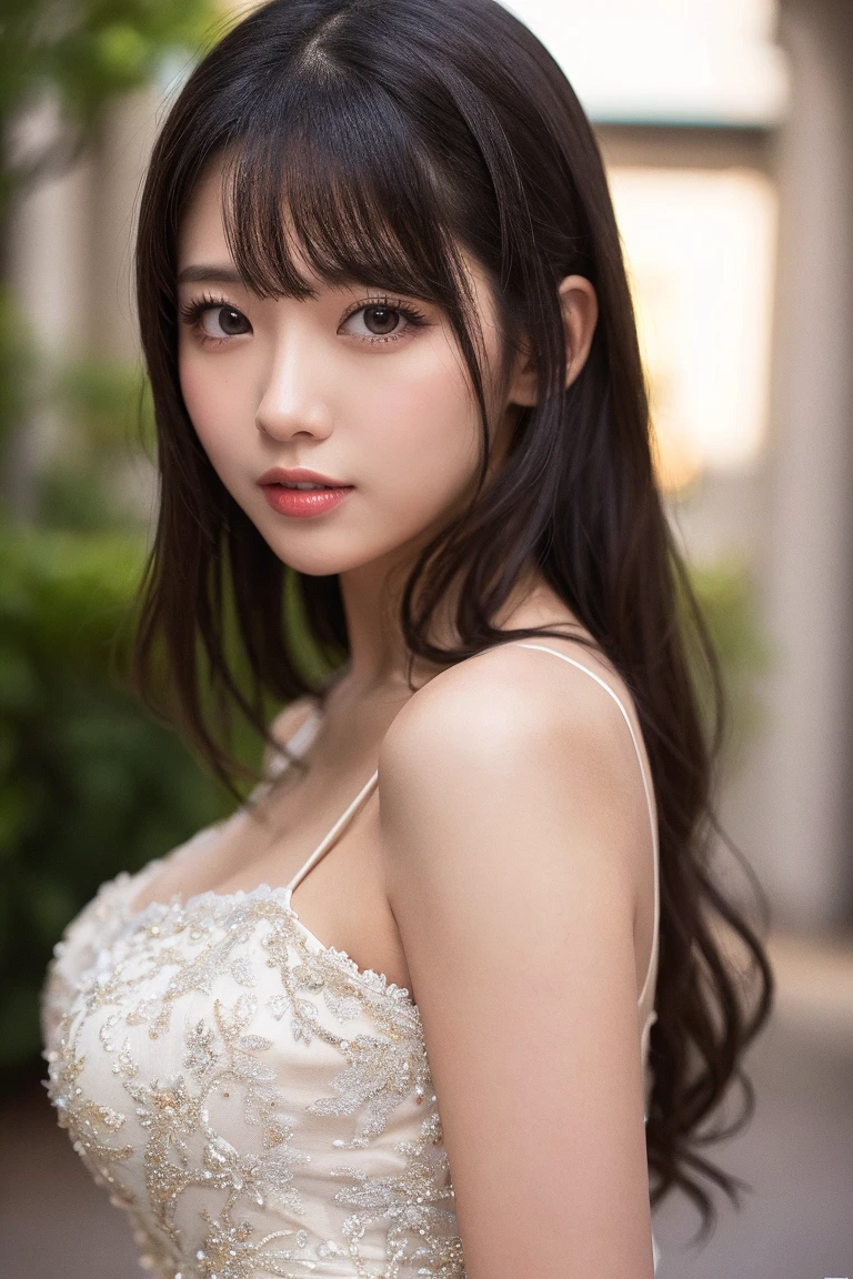 (Highest quality:1.2), masterpiece,
(very cute:1.3), alone, Are standing, View your audience, Cowboy Shot,Very detailed、masterpiece、Highest quality、Ultra-high resolutionエネルギーA、8k高解像度、Photogenic transparency、Detailed eyes、Gradation、Perfect anatomical figure , Nikon Z9 80mm Lens, Beautiful posture、yes、Browsing Caution、Thin eyebrows、Detailed eyes、Detailed nose、Mouth Details、Fine ears、Golden ratio face、(Waiting for a kiss)、(Curvaceous)、(Ideal ratio)、High definition eyes and feet、Long neck、eyelash、(Black Hair、Blunt bangs, Long Hair, , The forehead is hidden by the bangs:1.2)、(((Natural soft light、Eye highlights)))、(Realistic:1.4), Shadow、(Best image quality:1.0), (Ultra-high resolution:1.0), 8k, RAW Photos, (masterpiece:0.2), Curvaceous、(Seductive pose:1.5)、When the light hits your face,that&#39;that&#39;that&#39;that&#39;that&#39;It&#39;s getting brighter、Geometric background:1.3、dark、Cute hair、avert your eyes、Highest quality、Very detailed、High quality details、(Big Breasts、Accentuate your breasts:1.6)、(Pink Lips、plump lower lip:1.4)、(Wearing an idol stage costume:1.8)、(Look forward:1.5)