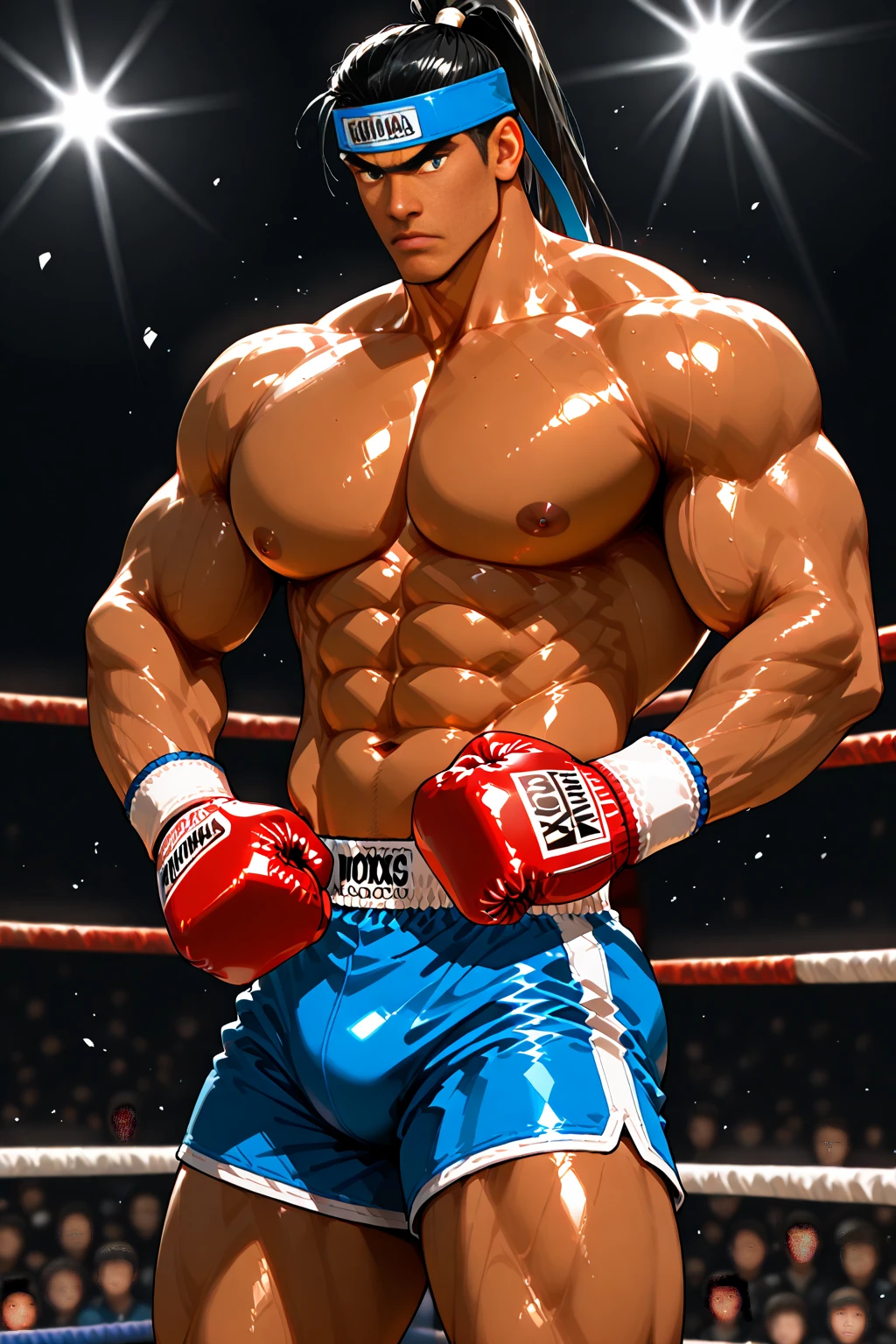 Male genitalia,The erection,fullnude,Wrestlers,Mask Man,Wearing a uniform,The crotch area is torn,During the match,realistic,Middle age,Covering your face with a mask,Westerners,bule,Fat,Latin,