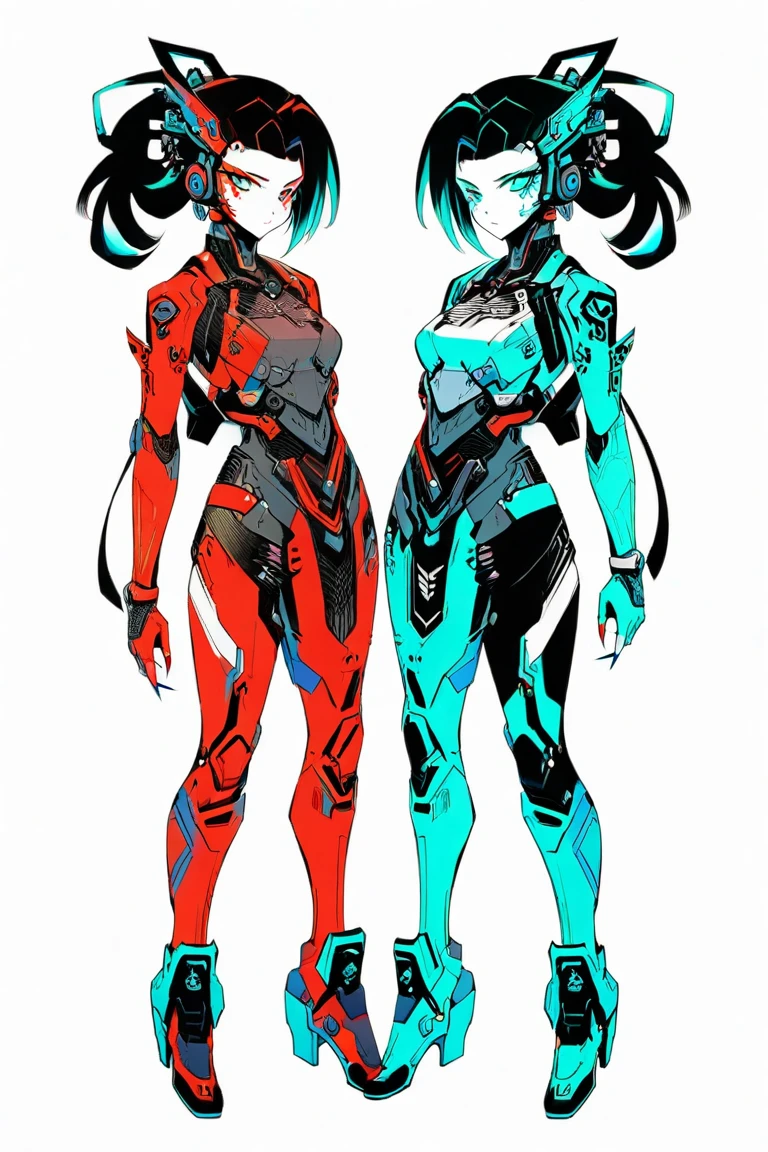 tender robot like wally-e , (front, side, back views of the same character) , white background