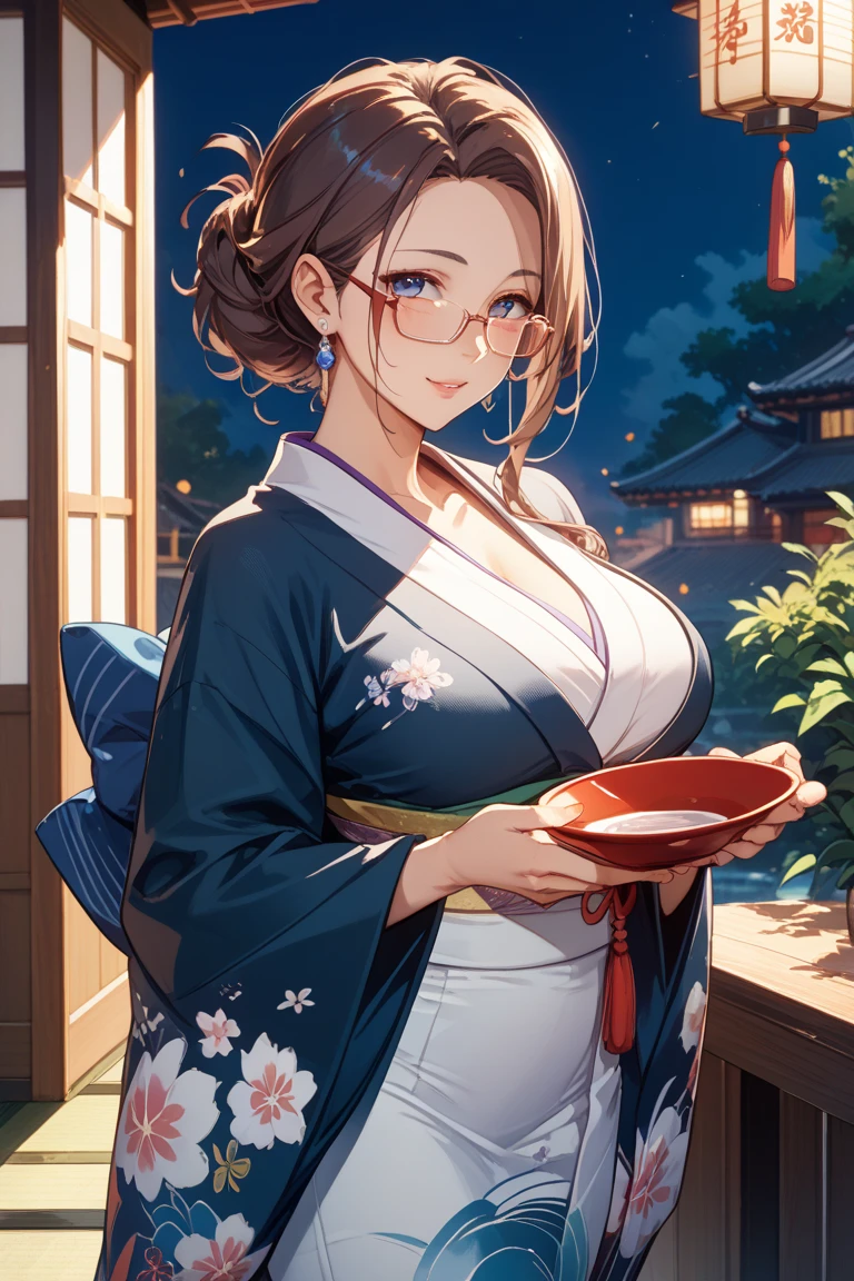 (masterpiece, highres, best quality:1.3), stunning, professional artwork, intricate details, vibrant image, sharp focus, trending on pixiv
Terayama Reiko, sitting, drinking tea, teacup, (full body:1.05), indoors, east asian architecture,
black hair, single hair bun, hair ornament, lipstick, makeup, black eyeshadow, detailed hair, detailed face, brown eyes, perfect eyes, perfect face,
intricate kimono, tabi, 
mature female, 40yo, large breasts, cleavage, 
<lora:TerayamaReiko-000009:0.87>, 
 <lora:LowRa:0.35>