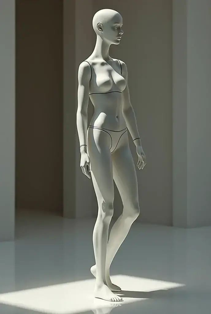 A 3d plastic mannequin on a white background 
