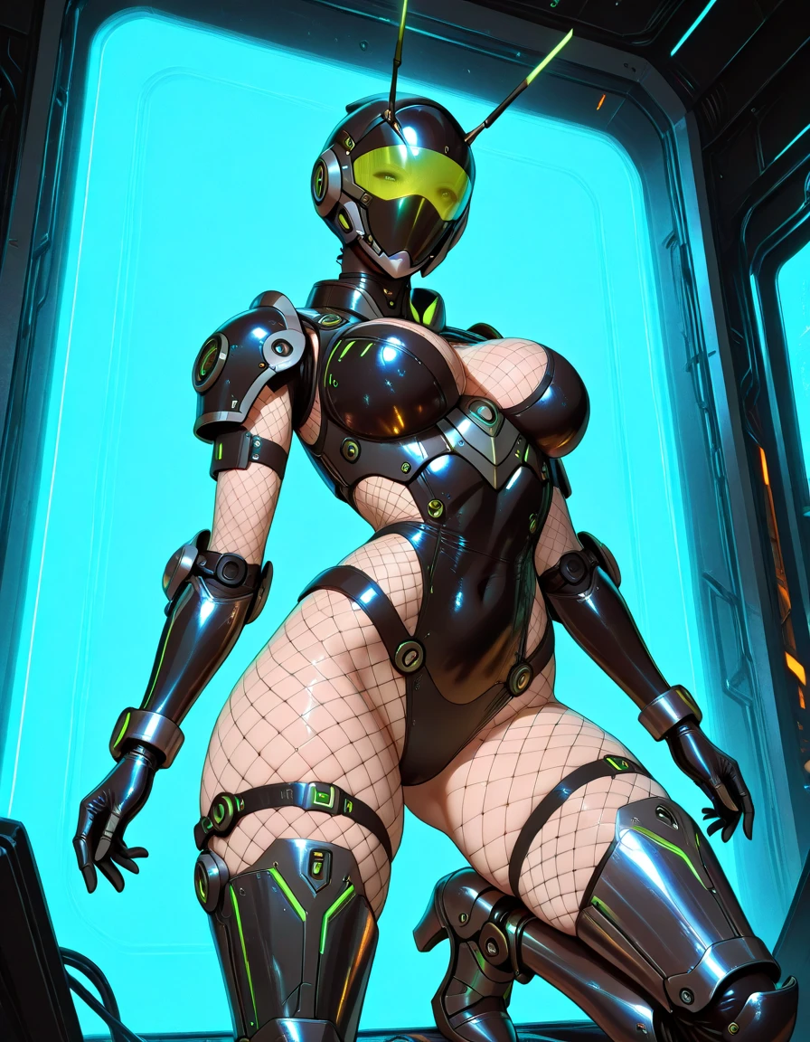(masterpiece), (best quality), (high res) Solo, (perfect anatomy) Dronificated unknown woman , (enclosed gray full body armor) (yellow lights) (yellow glowing core in the chest), (enclosed cyber helmet), (yellow screen), huge breast, narrow waist, wide hips and thick thighs,(no face) no face, no hair, no mouth, no eyes, inside a room Being geld anf fucked by a machine, (sex) (fuck)
