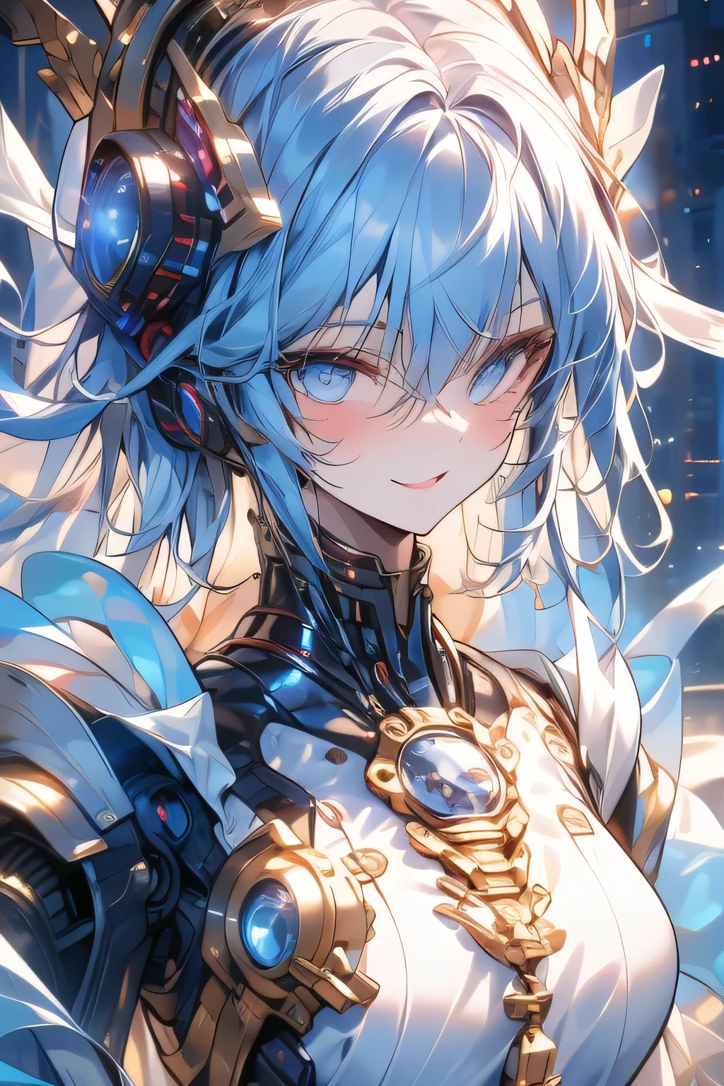 best image quality, unbelievably stupid , very detailed, 2.5d, Delicate and Dynamic, and a seductive smile that seduces both breasts, classic puff sleeve pure white wedding dress , amazing style , bouquet, steampunk, Dieselpunk , clock punk , Cyberpunk, glitter effect
