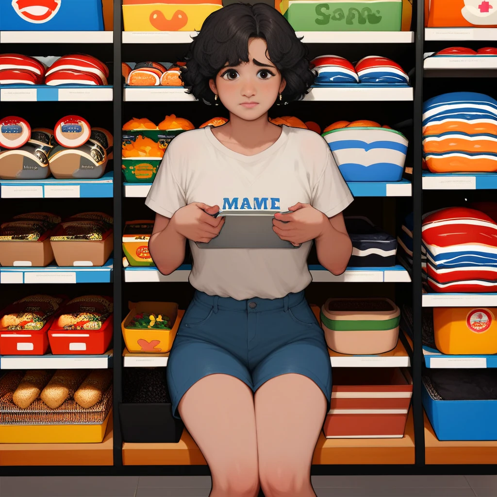 Girl sitting on plastic chair, ela esta de mini saia, Holding a piece of cake, cinematic pastel lighting, realistic afternoon lighting, arte de fundo interior, Two plastic chairs behind a desk, 3d rendering stylized, 3 d stylize scene, bonito 3 d render, stylized as a 3d rendering, kawaii hq render