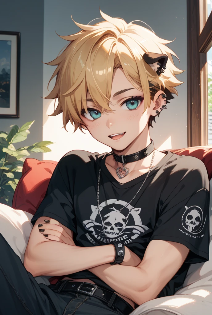 a emo teenager guy with blonde hair