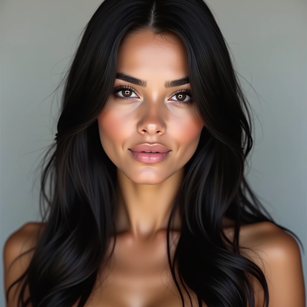 Latina woman long black hair
