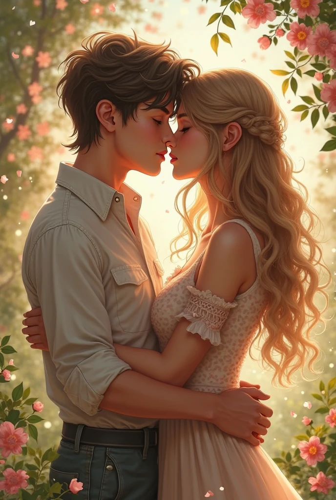 A girl and boy kissing her when she got a little bit of sleep