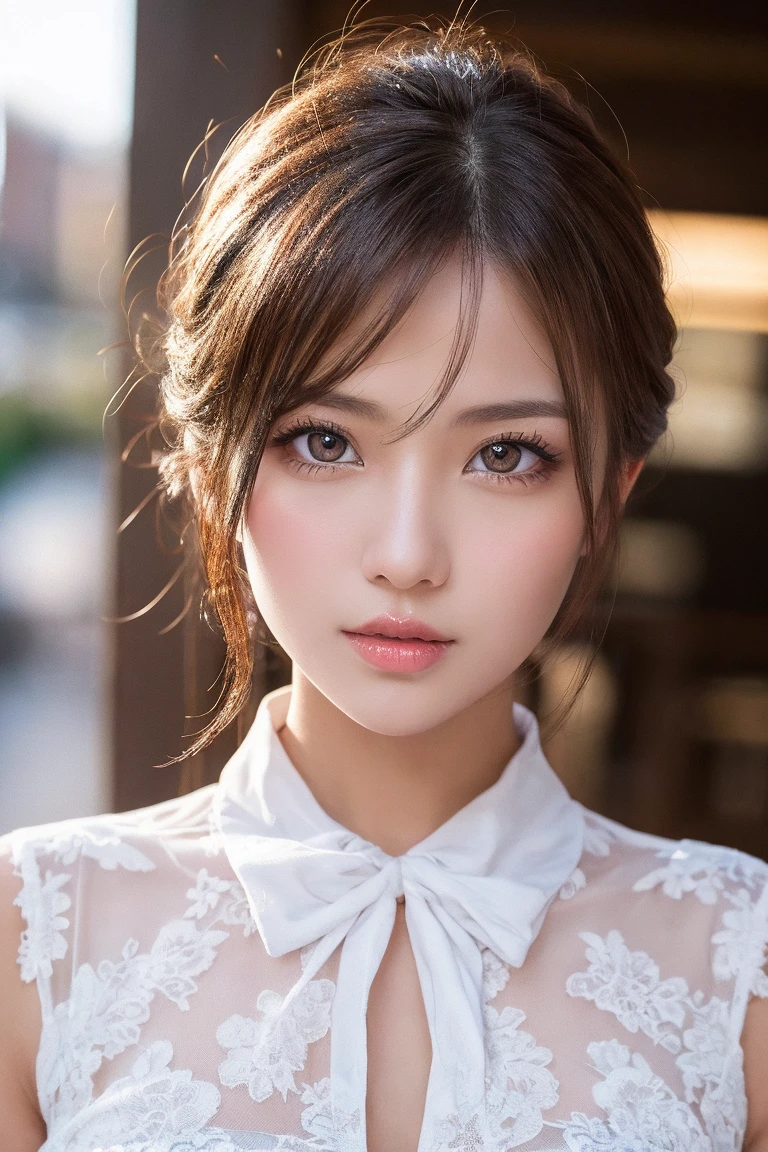 Generated in SFW, (1 female:1.37), Above the knee shot, (From the side:1.21), Japanese women, 17 year old supermodel, Skinny body, (very small head), (Very small face), (Perfect Anatomy:1.37), Anatomically correct body shape, Golden Ratio, (Highest quality:1.4), 32K resolution, (Realistic:1.5), (超Realistic:1.5), High resolution UHD, (masterpiece:1.2)), (Improvement of quality:1.4), (Very beautiful facial details), (Highest qualityのリアルな質感の肌:1.4), Fit-fit uniforms、(White lace dress:1.37)), Big earrings, necklace, (Show me your side boob:1.1), ((No background:1.15)), Accurate Fingers, Very detailed, Symmetrical eyes, Thin lashes, Sharpen your eyebrows, ((Very detailedな人物写真)), Emphasizes bust top, Red cheeks, Ultra-realistic eyes, Perfect Lips, Perfect Eyes, Perfect Iris, Natural Makeup, [Pink lipstick], ((A great eye for quality:1.2)), (tired, Sleepy and satisfied:0.0), (Beautiful Lips:1.33), (Great nose:1.2), (Flat Chest), Tight waist, (Slim lower body), Brown Hair, (bangs:1.37), ((Realistic)), ((Sharp focus)), (Highest Resolution), ((The most ridiculous quality)), ((masterpiece)), Professional Cinema Lighting,Lace fabric 1.5、(((See-through 1.5)))、(((See-through 1.5)))