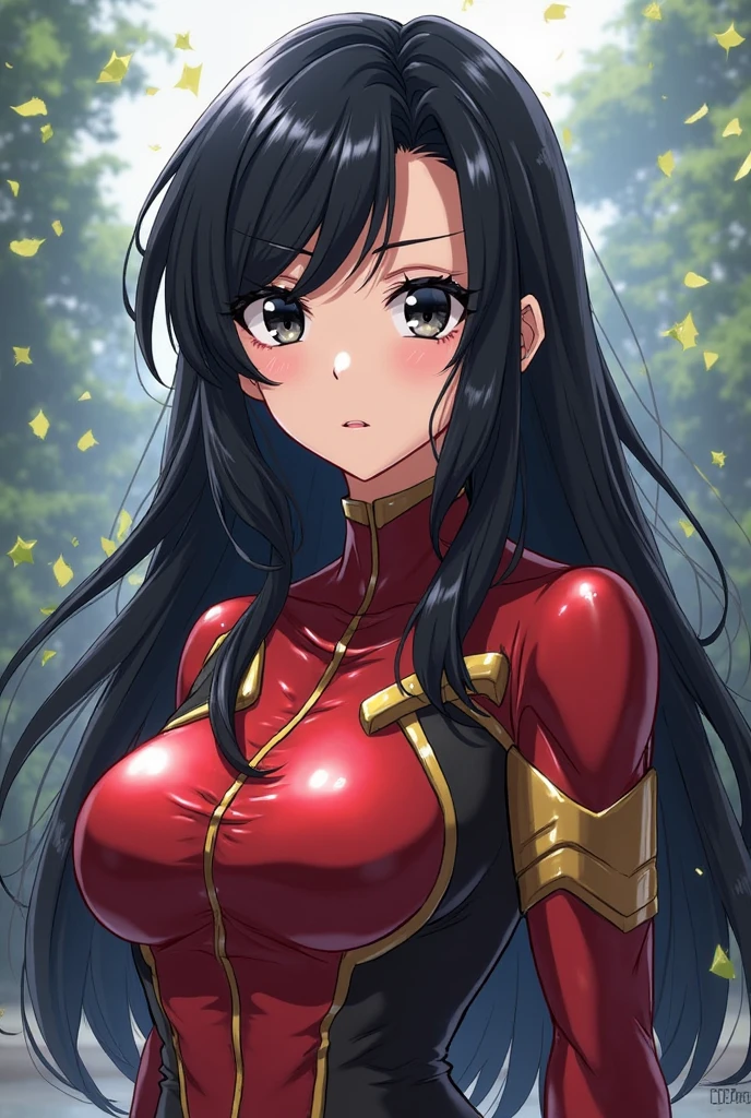 "(masterpiece:1.1), best quality,
1girl, (80s anime style:1.3), (eyelashes:1.5), (loli:1.2),
(intricate high detailed body:1.2),
black hair,
(forehead exposed, hair slicked back:1.2), (long hair, wavy hair:1.1), (headband:1.2),
purple eyes, (lip stick:1.4), (thick eyebrows:1.1),
(gigantic breasts:1.1),
(evil smile:1.2), (clenched teeth:1.2), open mouth,
(see-through leotard armor, cleavage cutout:1.2), (garter belt:1.1),
(belts:1.1), (jewelry:1.1), hand cuffs,
standing, crossed arms,
(upper body, cowboy shot, looking at viewer, from front:1.1),
(daytime, woods, grassland, outdoors:1.1)"