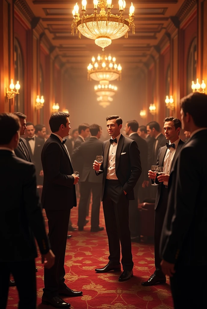 people in tuxedo costume in a party