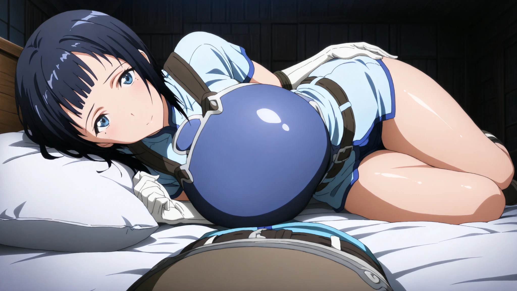 masterpiece, full body, 8k, HD, ultra high definition, high quality,NSFW, cute young girl, beautiful ass and pretty body, wearing a sexy red revealing chinese clothes and a red string thong, underboob, underbutt,upskirt, Best Quality, Anime Masterpiece,breasts,is hugged by a handsome tall man with black hair and black clothes while he sensually touch her buttocks and kissing her, xiangling_genshin