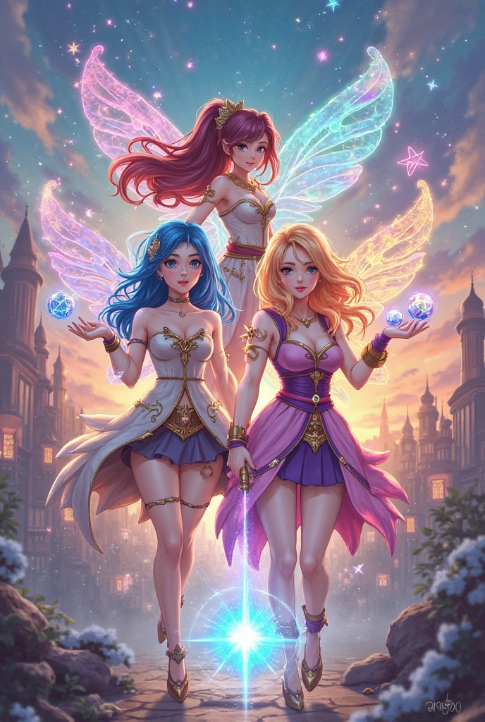 Generate Winx Club Trix outfits with a blue skirt set