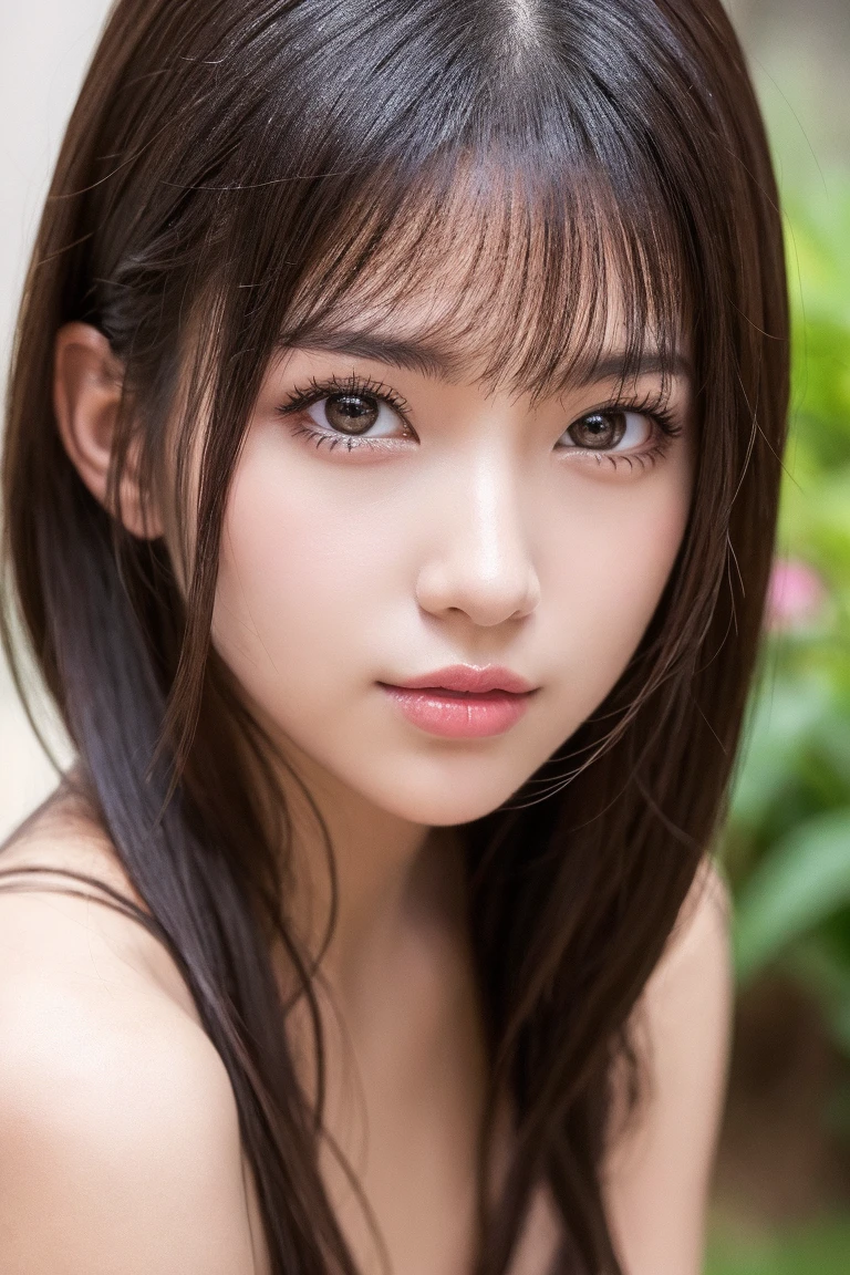 (masterpiece,highest quality,超A high resolution),  (((Very beautiful 12 year old girl))), pretty girl、View the photographer､ Super cute face, Glossy lips, Double eyelids on both eyes, Natural Makeup, Long eyelashes, Shiny and smooth light brown long bob hair,  Perfect limbs, Swimwear、Palau beaches、FULL Body,