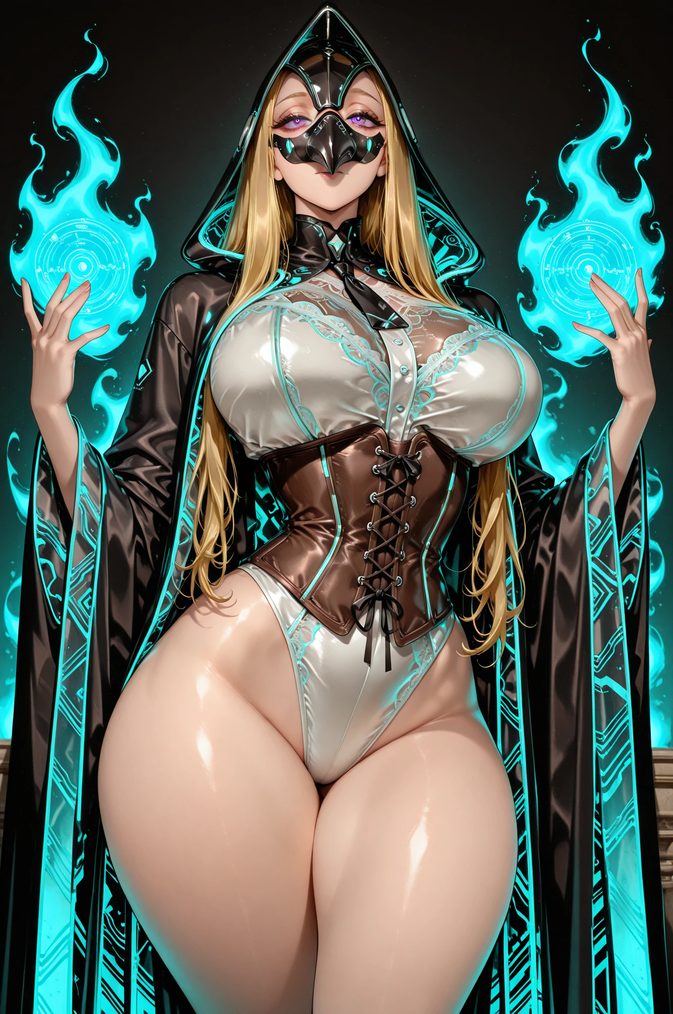 1female，35yo，熟妇，gigantic cleavage breasts，Big breasts Thin waist，slenderlegs，Pornographic exposure， 独奏，（Background with：ln the forest，the rainforest，in summer） She has long powder-blue hair，standing on your feet，Sweat profusely，drenched all over the body，seen from the front， hair straight， mostly cloudy sky，（（（tmasterpiece），（Very detailed CG unity 8K wallpaper），best qualtiy，cinmatic lighting，detailed back ground，beatiful detailed eyes，Bright pupils，blue color eyes，Redlip（Very fine and beautiful），（Beautiful and detailed eye description），ultra - detailed，tmasterpiece，）），facing at camera，A high resolution，ultra - detailed），revealing breasts，Bare genitalia， Lower body elevation，Raised sexy，Camel toes，Flushed complexion，Open-mouthed，frontage，Gold Saint Seiya，military officer（Wearing：Black jumpsuits，revealing breasts，Red cape），