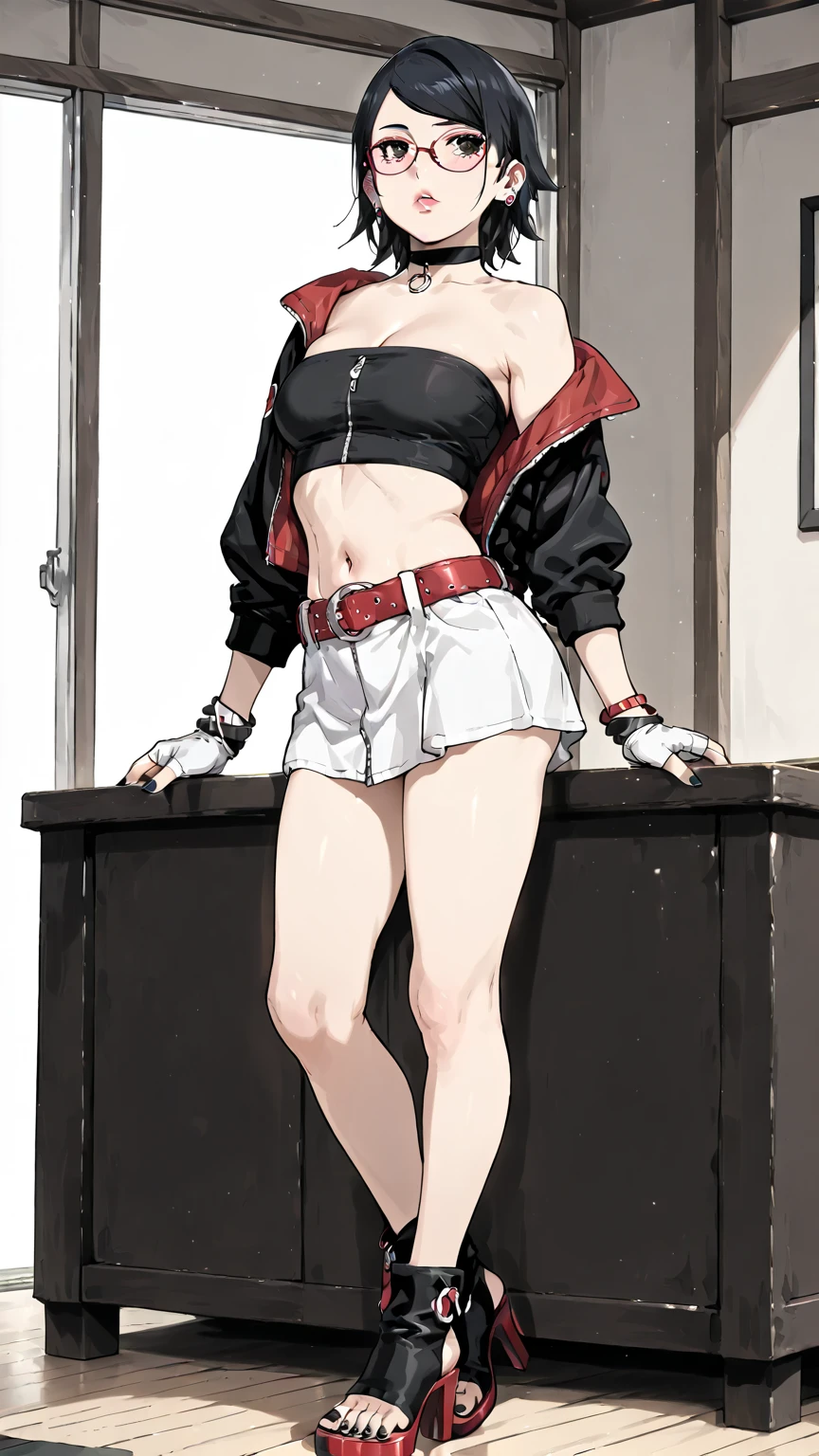 "best quality,ultra-detailed,((background:outside the park1,8)),(one boy),(full body),portraits,((sissy boy,tomboy,FemBoy,trap1,8)),((bulge1.8)),(natural makeup),black choker,necklace,earrings,(short black hair),boy's face,boys body,((nose-blush)),((nervous)),((sports-casual-style)),(black fishnet tops),(camisole),(athletic bloomer),((loose socks)),((sneaker)),(he’s having shoulder bags),vibrant colors,soft lighting"