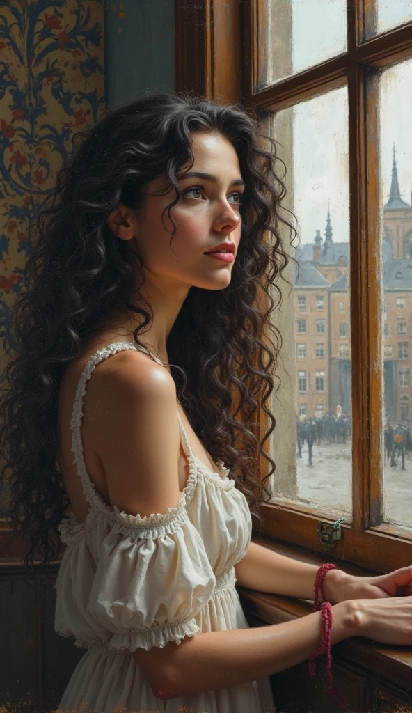 masterpiece, best quality, extremely detailed, hyperrealistic, painting, symbolism art, in klimt style, a beautiful 20s russian model