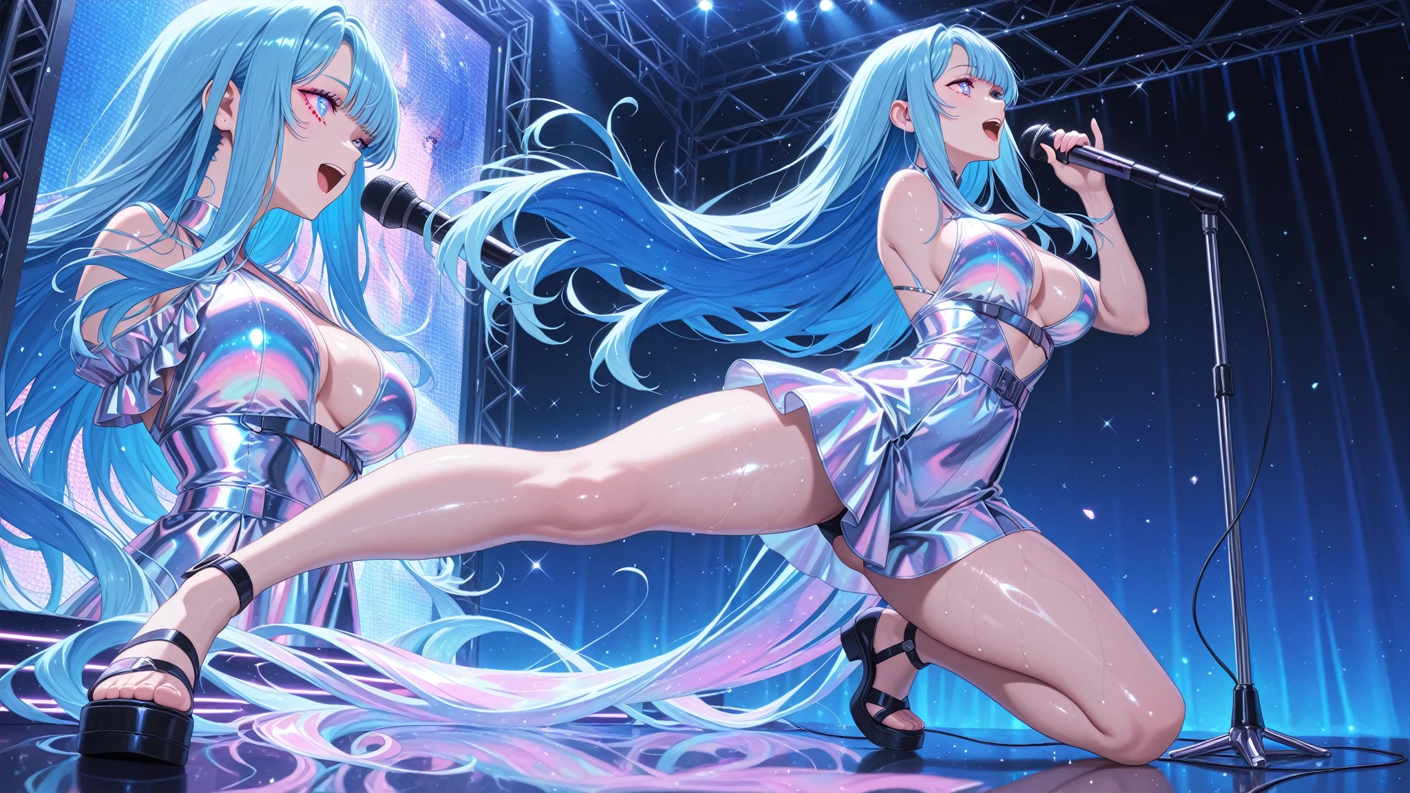nsfw,sex with one man,sex with multiple men,covered in semen,facial ,creampie,Nude,lift up skirt,tiny breasts,whole body,wet body,cute face,naughty expression,looking at viewer,on stage,crowd of people,anime style,high quality wedding dress full body masturbation crowd