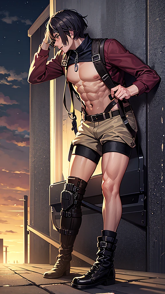 An anthropomorphic possum, muscular and sexy, in the clothes of a rebellious man from the apocalypse.