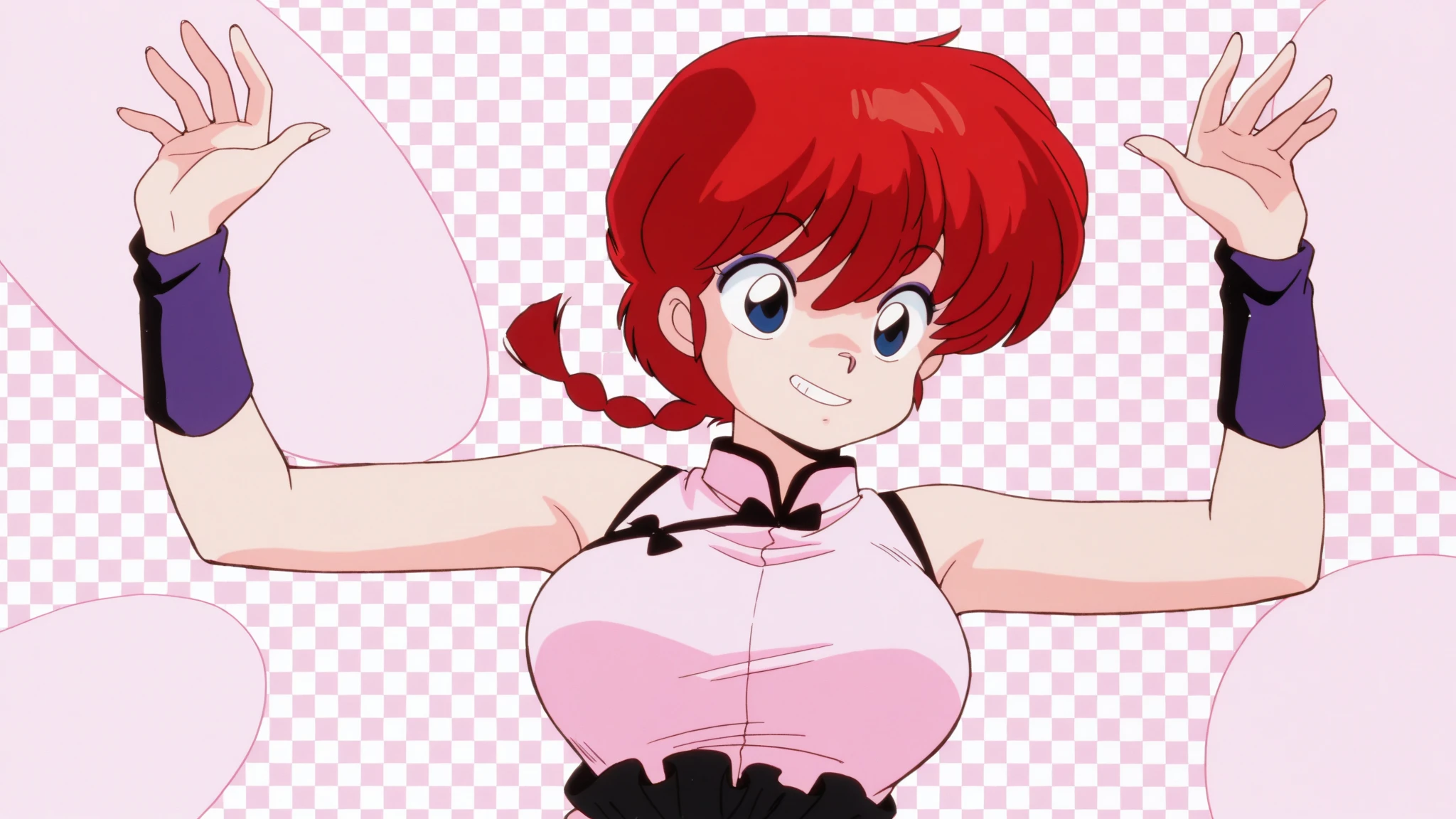 RanmaChan, Red hair, Braided hair, blue eyes, detailed eyes, whole body, Cleavage Bulge, naked, white tank top, Pop Up Parade (Anime Figures/ Figurines) (Style)