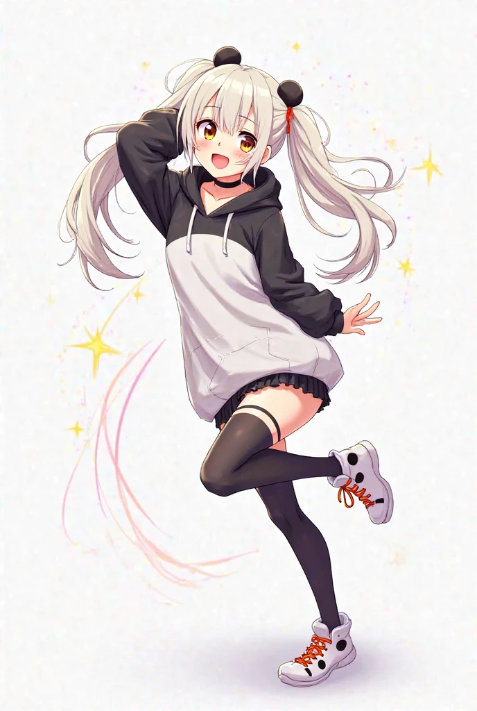score_9,score_8_consolation,score_7_consolation,1 woman,Iam(Water (ark),either,sky색 눈,alone,short cut,short ponytail,gray hair,sky,forehead,covered hair,Oriopathy lesions (ark),afternoon,laugh,blush,either,infection monitor (ark),Foreshortening,sun,white hood,cat ears,Short hot pants,White Socks,canvas sneakers,cute,small in size,There is a choker around the neck