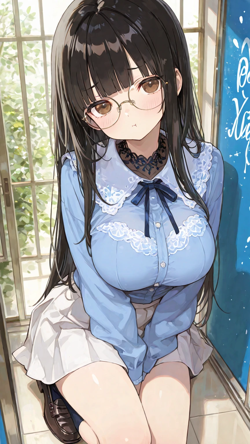 NSFW、1 Female、Brown hair、Brown Eyes、Best Quality、Super detailed、8 Resolution、Raw photo、Mastepiece、Perfect Body、high resolution、Highest quality、Detailed drawing、Vibrant colors、lure、Long Hair、Black-rimmed glasses、Captivating breasts、White coat、smile、Sit on the bed、Health Room
