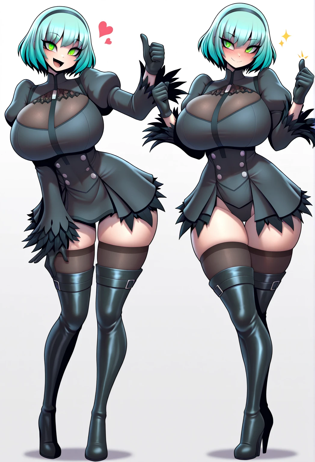 ((masterpiece)),(((best quality))),(character design sheet, same character, same outfit, front view, side view, back view), illustration, 1 girl, alone, beautiful girl, genshin impact style, full body, witch, purple witch costume, big witch hat, golden eyes, long black hair, medium breasts, corset, open legs, thick thighs, black tight thigh stockings, big butt.
