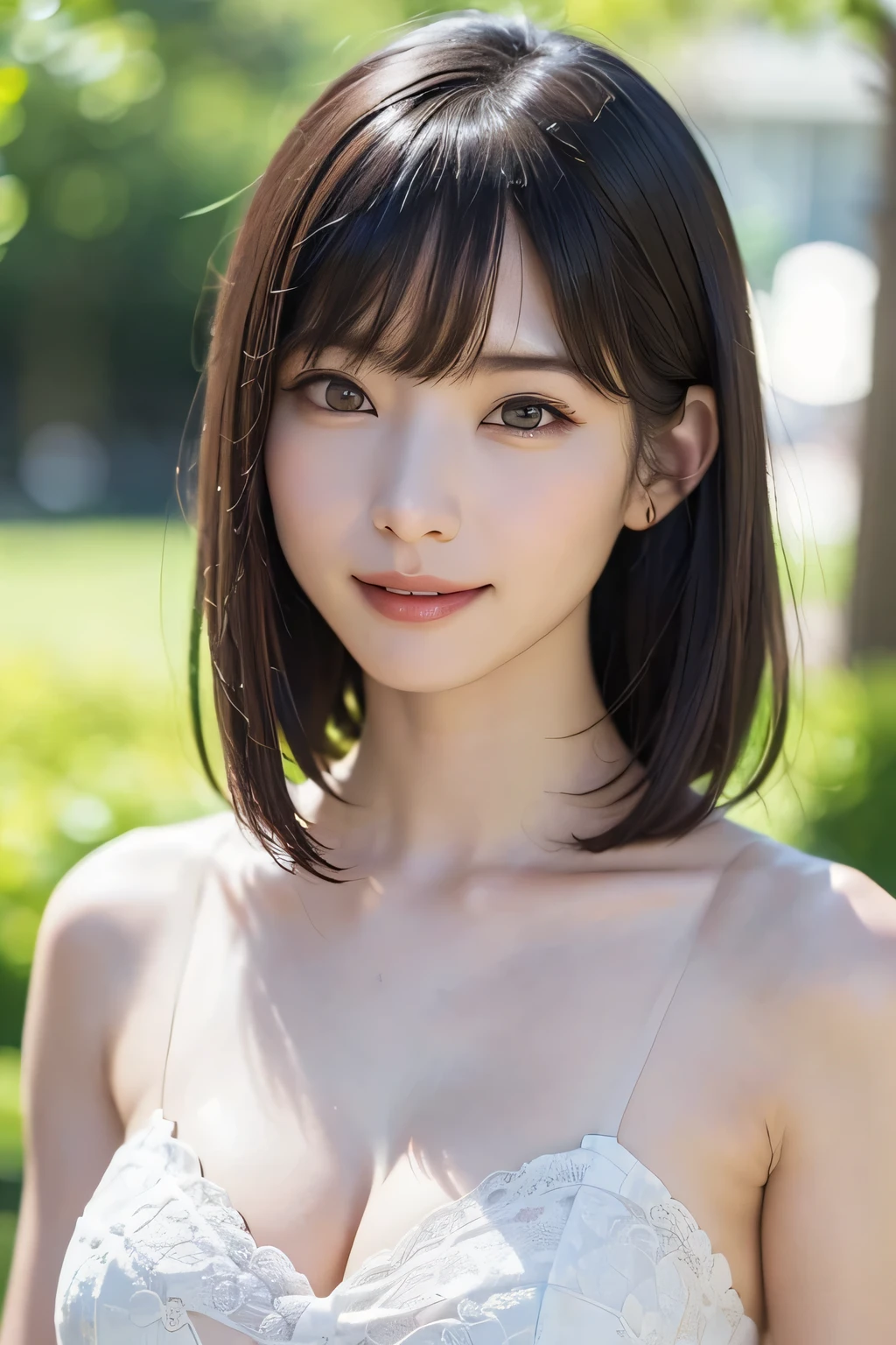 (masterpiece, Highest quality),One Girl, alone, hyper Realistic, Realistic,Realistic, Looking at the audience, Light brown eyes:1.4,Brunette Short Bob Hair with highly detailed shiny hair, Brightly colored winter clothes, Lepangas:1.4), Plein Air, Mouth closed, Upper Body、big chest eye、eyelash、{Hugeな|big chest|Hugeなな|Mega} chest:2, chestの谷間:2、{Huge|big|Hugeな|Mega} chest:2, chestの谷間:2、(((big chest eye、Short Bob Hair、Glossy Skin、Shiny hair、Student Highlights、Gazing at the audience、She is very beautiful and cute、Listen carefully、Long neck、smile、Close your mouth and smile、bangsと美しい歯、bangs、Perfect Anatomy)))、Ideal body type、(Snowy tree-lined road in winter in Norway, Out of focus background)、美しいLong neck:1.4、Very attractive, beautiful and cute woman