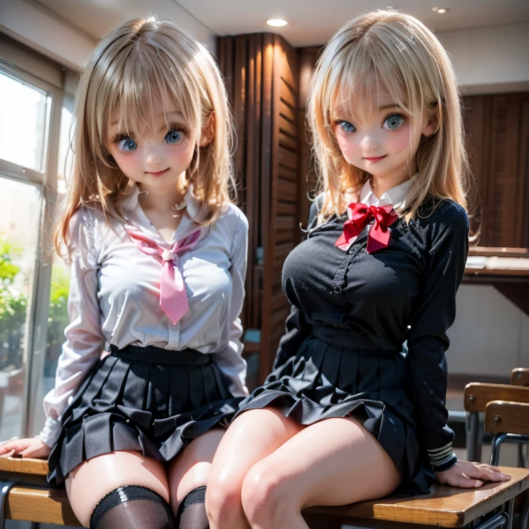 Ermine Girl((((school uniform ))))Dancing School Yard、smile, 15 years old