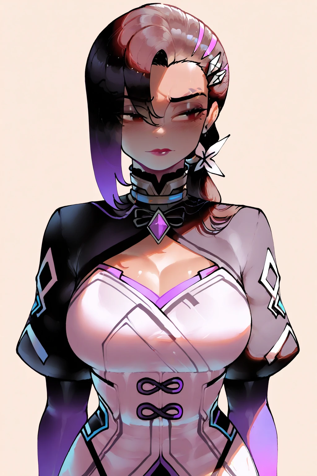 Raise your hands behind your head、night、(masterpiece、Highest quality、Very detailed、so beautiful、Full Body)、(((Pink dense fog effect:1.8)))、((A lot of steam:2.0)), Attractive woman、Slender figure、Angry expression、Sweating profusely、soaked、((Alluring female ninja、Purple Shinobi Costume:1.8))、(Thick lips、Thick eyebrows、Almond-colored eyes、Black Hair:1.8)、((Skin:1.4))、Chest wrap、Navy blue long scarf、(From below:1.2)、Japanese garden、(pubic tattoo、glowing tattoo:1.3)