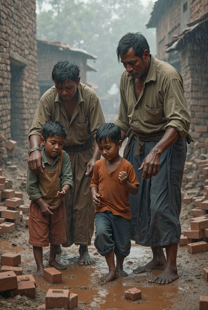A poor boy is carrying his lame mother in his back