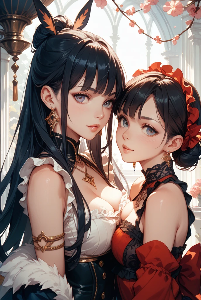 Estillo bohemian style. Beauty helps beautiful sister make up. They were in a room with a stunning vintage style dresser. They are women dressed in a very attractive modern way.. 2023.