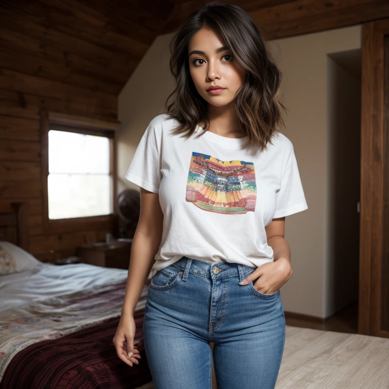 a woman, with long hair and jeans, sitting on a couch, in the style of cartoon realism, i can't believe how beautiful this is, cute and dreamy, disney animation, realistic hyper-detail, warmcore --ar 73:105 --stylize 750 --v 6