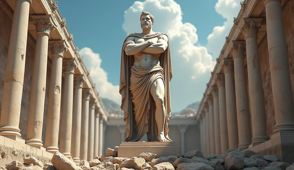 a realistic full body  greek white marble statue of julius caesar wearing a ghostly toga, neutral background, moody, , photorealistic, cinematic scene, super detailed, hyper realistic, bright lights, 8 k --auto --s2