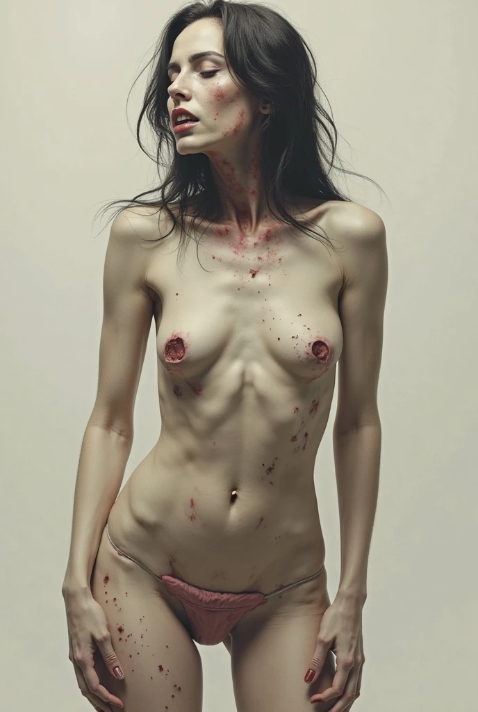 (8k、RAW Photos、Highest quality、masterpiece:1.2)、(Realistic、Realistic)、1 girl、((Completely naked、nude、nude:1.6))、Small breasts、(Thin arms)、((Flat Chest:1.6))、(Embarrassed expression:1.4)、(Serious expression:1.6)、Lots of eyelashes、Add shine to your eyelids、skeletally correct、(Thin pubic hair:1.6)