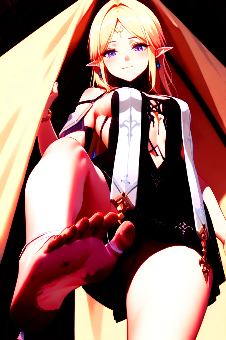 Blonde, naked, lying on the floor, nipples, legs spread in an M-shape, pussy being pounded from below by a tentacle with protrusions, arms hanging from chains, legs restrained to a machine, armpits, mouth open and drooling, machine rape, blindfolded, tentacle inserted deep into female genitals, drooling, small breasts, tiny breasts, stick stuck in pussy, braids, legs spread in an M-shape, tentacle inserted into pussy, squirting from pussy, knees raised