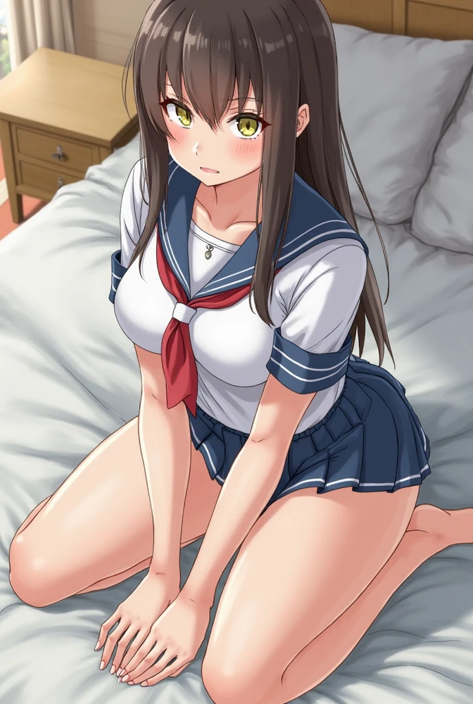 masterpiece:1,2)、(Full nudity and small breasts)、(((Forced sexual intercourse with a child)))、((Being raped at school))、(((Being vaginal ejaculation)))、((ハメられ、Crying slender beauty))、(Ultra high definition limbs and face)、top-quality、open open mouth、1 gills、Lying with the crotch spread、serafuku、on back,
