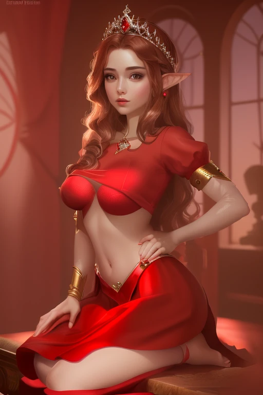 (cabelo vermelho), (NSFW), ((obra-prima, melhor qualidade)), (1girl), ((matural female)), (seios extra grandes), (elf), (chifres) (((head ornament))), ((cabelo vermelho)), ((cabelo cor vermelho)), (seios grandes), nebula