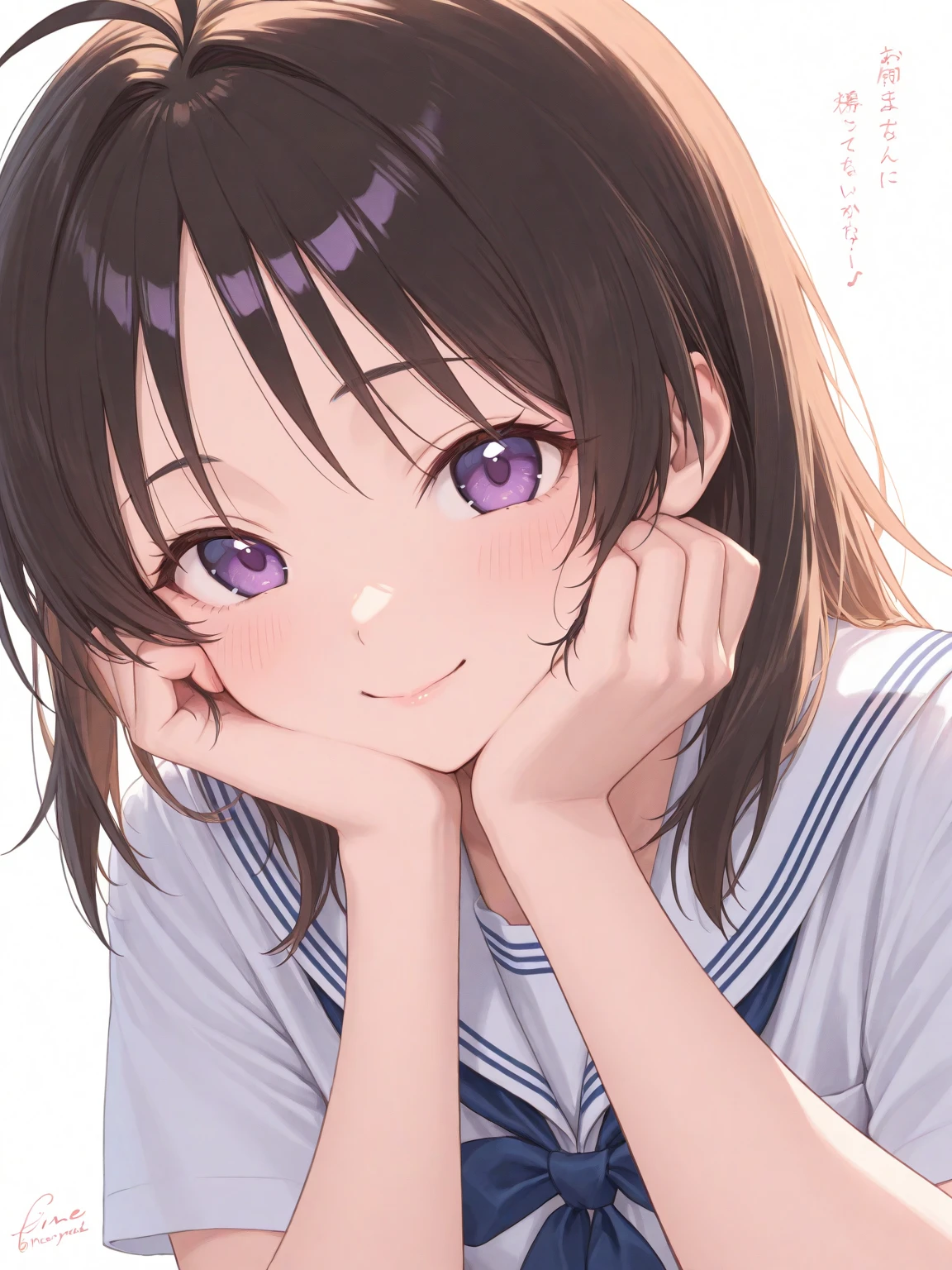 masterpiece,best quality,ultra detail, girl, short brown hair, purple eyes, short skirt, panties in sightsailor uniform,school garden, open mouth, shy, blush, detailed hands, detailed fingers, viewer's view from below, (chibi:0.6), (chibi breast:0.6), sweaty thighs