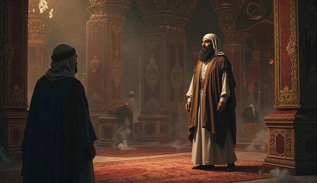 A contrast between the lavish attire of the Pharisee and the modest clothing of the Tax Collector.