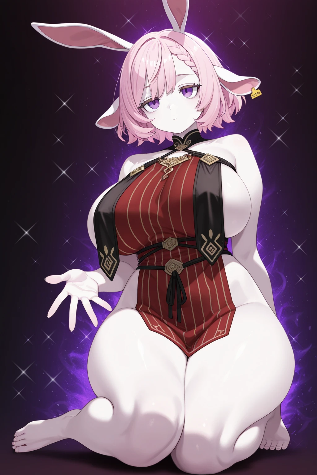 (masterpiece, best quality:1.2), solo, 1girl, hulemy, smile, looking at viewer, dark fantasy anime illustration of a (mature MILF BIMBO albino skin and short white hair), (FULL BODY) perfect face, wearing tight leather stealth armor, stalking, BIG KNOCKERS CLEAVAGE, ??????? smirking smile red blush red cheeks, ???????????, kneeling, ????????, leather black collar slave, ((BLACK background)) hands on glass WITH KNOCKERS on glass, glass window fog water drop, 5 fingers each hand, metal handcuffs, black choker collar, thighhighs, long legs, metal ankle, metal sandals, metal shoulders, standing straight symmetrical against glass
