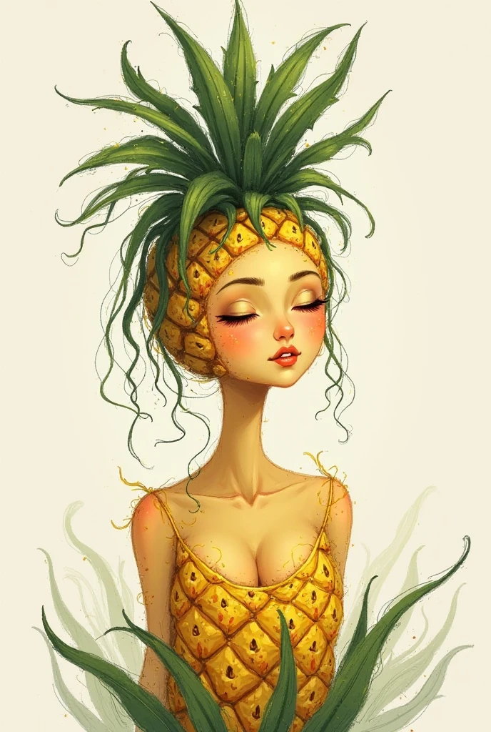 woman biting pineapple, sexy beautiful, sexy hot wet,, perfect , pop art style, — ar 9:16 --auto --s2