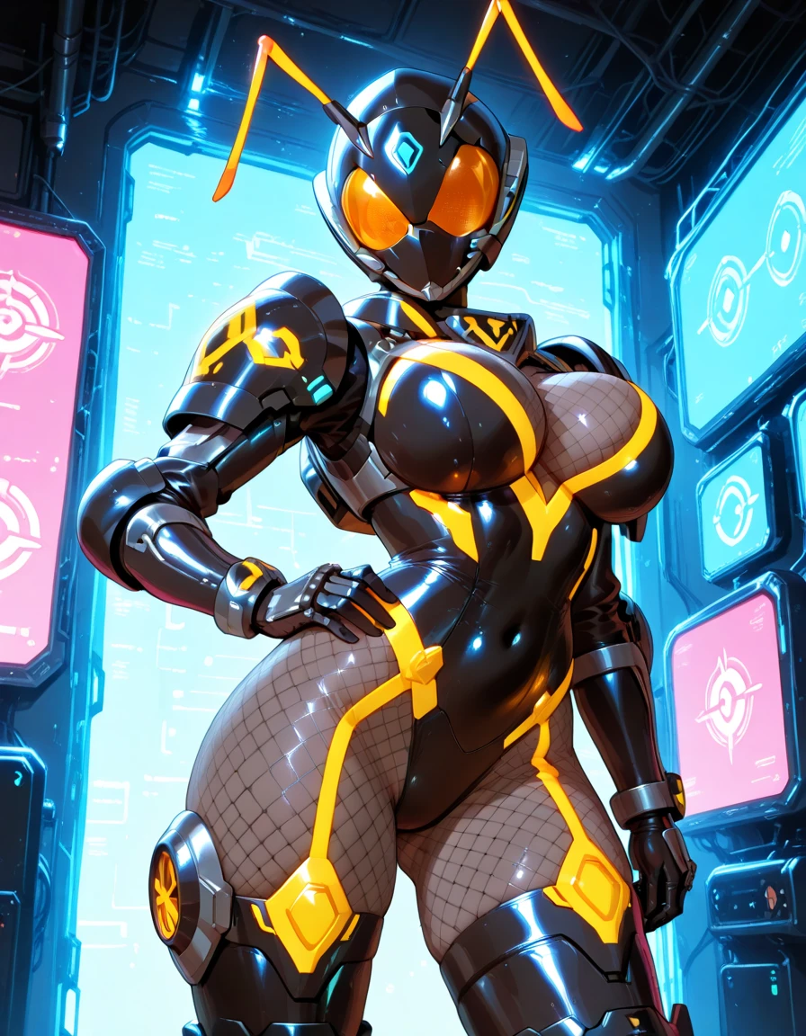 (masterpiece), (best quality), (high res) Solo, (perfect anatomy) Dronificated unknown woman , (enclosed gray full body armor) (yellow lights) (yellow glowing core in the chest), (enclosed cyber helmet), (yellow screen), huge breast, narrow waist, wide hips and thick thighs,(no face) no face, no hair, no mouth, no eyes, inside a room Being geld anf fucked by a machine, (sex) (fuck)