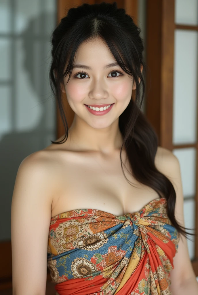 (Japanese hot spring resorts,Immerse yourself in the open-air bath up to your shoulders,)Blushing、Laugh shyly、(Beautiful girls)、(Flower Hair Ornaments,Floral braided top knot,Twisted Side Part Ponytail,Floral knit headband,Half Up、Floral braided space buns,Voluminous fishtail braid,Twisted pan),(The bangs are see-through),(((Accentuate your breasts:1.3))),(Dynamic Angle),(Dynamic and sexy pose),(Leaning forward:1.3),(((Majestic statue))),Clothing gets messy due to movement,Chest slip,hairpin,necklace,Earrings,small breasts、blush with embarrassment、Dreamy eyes、A smile that captivates the viewer、Take a look at the photographer、Sweaty skin、Staring at the audience、Upper body naked、,48歳 Upper body naked、necklace、Earrings、Pointed red mouth,Perfect round face,,Proper body balance,Intricate details,Very delicate and beautiful hair,Photo Real,dream-like,Professional Lighting,Realistic Shadows,Focus Only,Beautiful Hands,Beautiful fingers,Detailed characteristics of the fingers,Detailed clothing features,Detailed hair features,Detailed facial features,(Tabletop,Highest quality,Ultra-high resolution output images,) ,(8K quality,),(SeaArt 2 Mode.1:1.3),,(Picture Mode Ultra HD,)