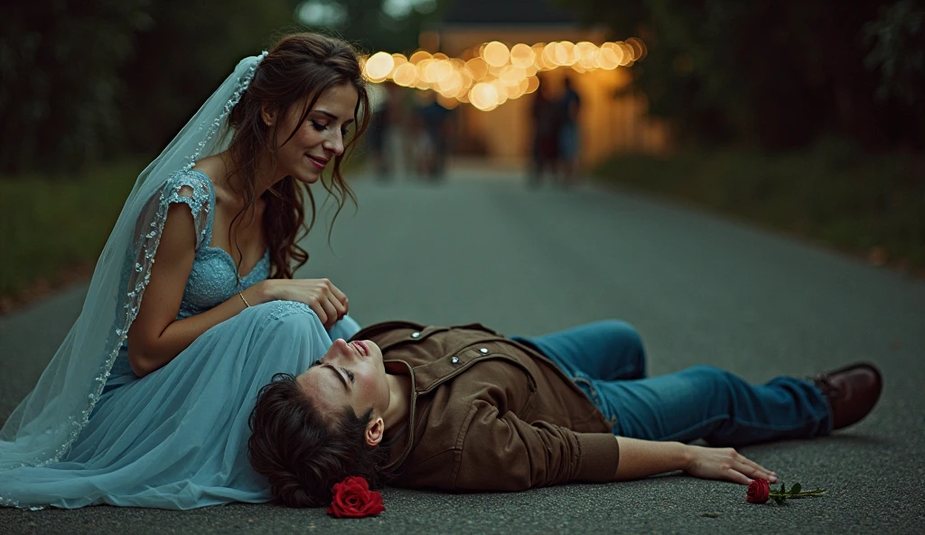 Couple in a rose garden of various colors